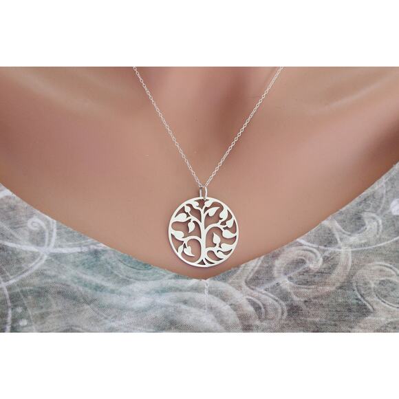 Sterling Silver Openwork Tree of Life Charm Necklace - Picture 2 of 6